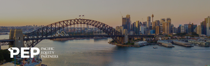 Image of Sydney Harbour with PEP logo superimposed over the top. 